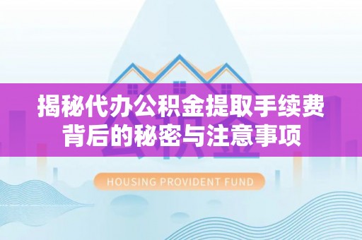 宁都揭秘代办公积金提取手续费背后的秘密与注意事项